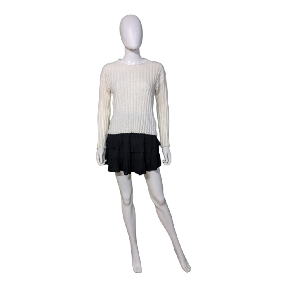 Le Lis Collection Rib Knit Long Sleeve Sweater Ivory S